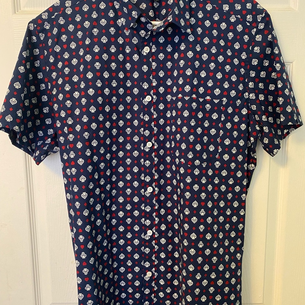 Blue Casual Button Down Shirt with Playful Polka Dots